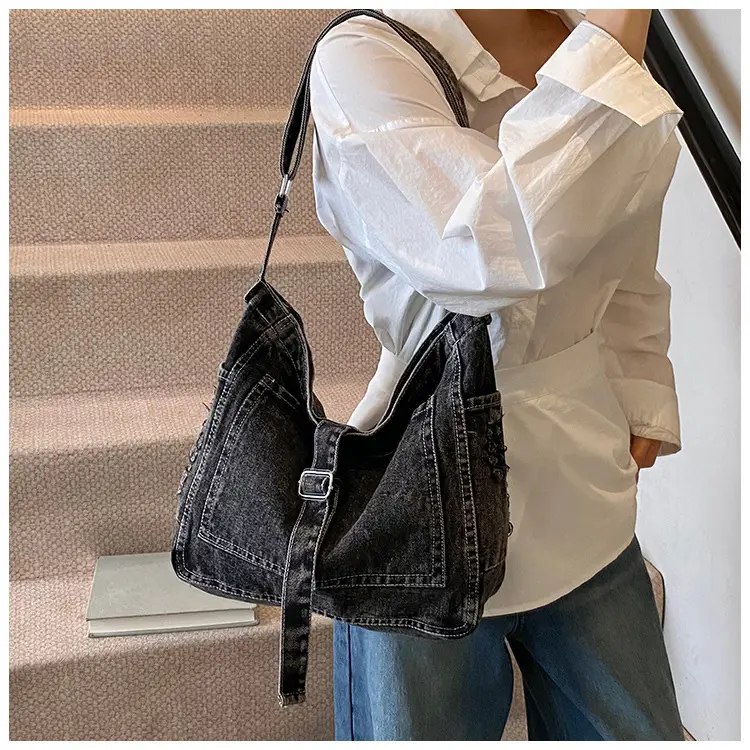 Blue Denim Crossbody Bag Large Capacity Girls — feature 14