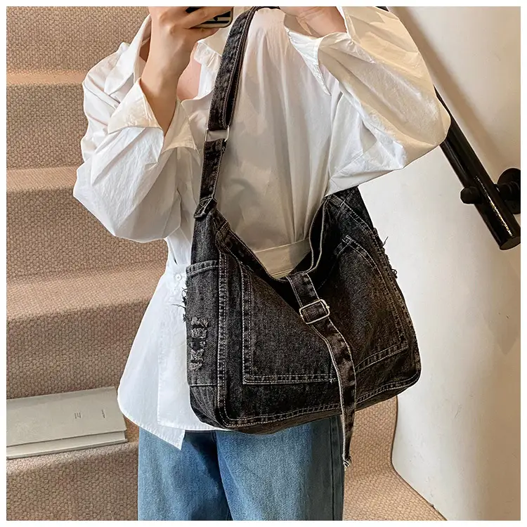 Blue Denim Crossbody Bag Large Capacity Girls — feature 15