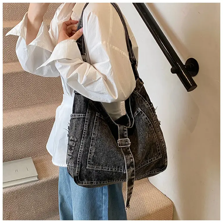 Blue Denim Crossbody Bag Large Capacity Girls — feature 16