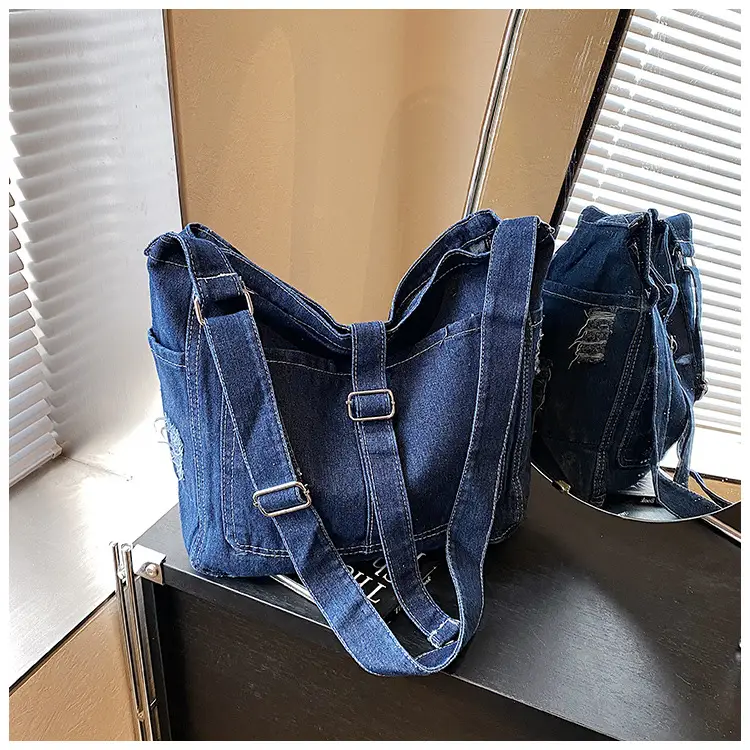 Blue Denim Crossbody Bag Large Capacity Girls — feature 23