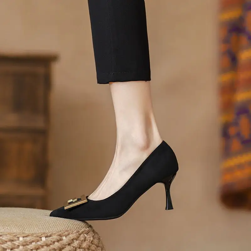 Cross-Border High-Heeled Shoes for Women, Stiletto Heels, 2026 Spring and Autumn New Style, Elegant Pointed-Toe Professional Shoes, Black, Comfortable Work Shoes - Image 2