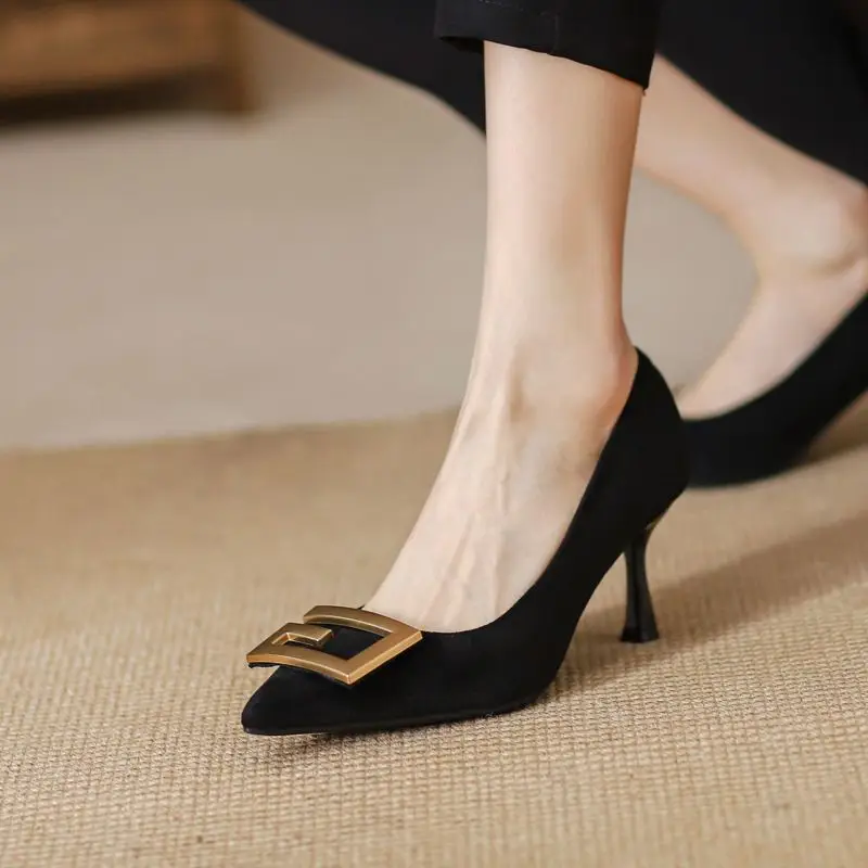 Cross-Border High-Heeled Shoes for Women, Stiletto Heels, 2026 Spring and Autumn New Style, Elegant Pointed-Toe Professional Shoes, Black, Comfortable Work Shoes - Image 3