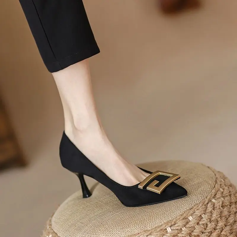 Cross-Border High-Heeled Shoes for Women, Stiletto Heels, 2026 Spring and Autumn New Style, Elegant Pointed-Toe Professional Shoes, Black, Comfortable Work Shoes — feature 1
