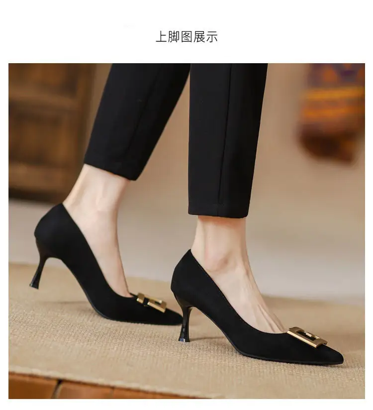 Cross-Border High-Heeled Shoes for Women, Stiletto Heels, 2026 Spring and Autumn New Style, Elegant Pointed-Toe Professional Shoes, Black, Comfortable Work Shoes — feature 4