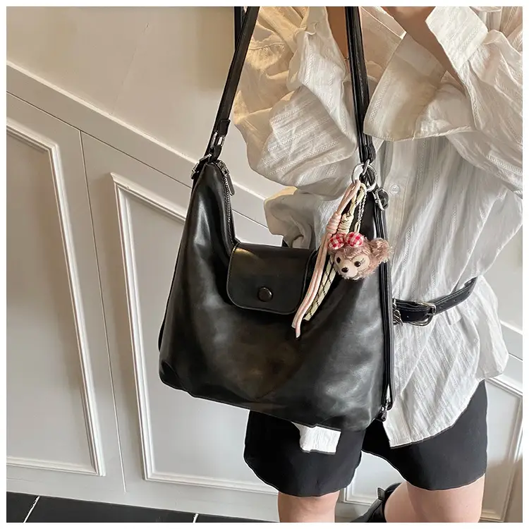 Women's Beige Retro Shoulder Tote Bag with Doll Decor — feature 16