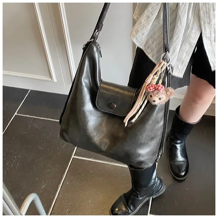 Women's Beige Retro Shoulder Tote Bag with Doll Decor — feature 17