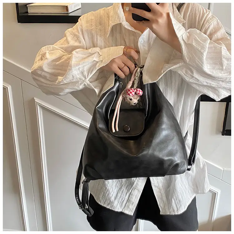 Women's Beige Retro Shoulder Tote Bag with Doll Decor — feature 22
