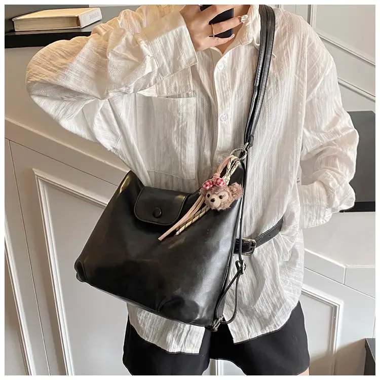 Women's Beige Retro Shoulder Tote Bag with Doll Decor — feature 24