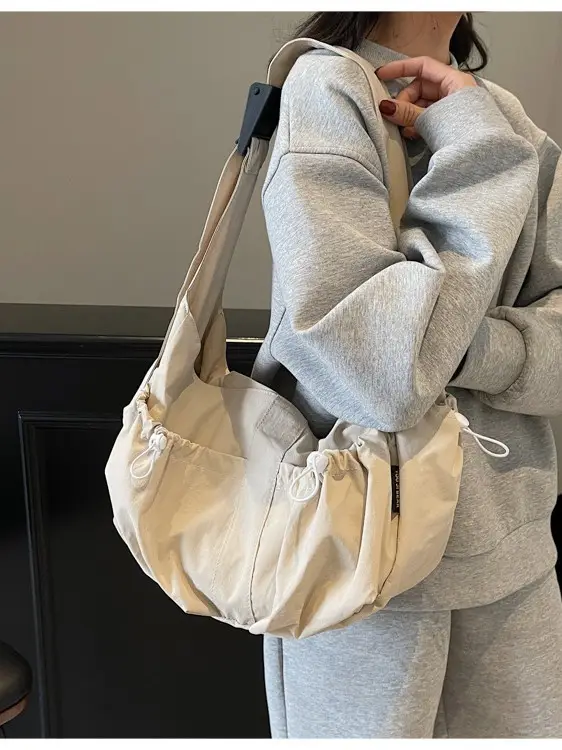 Crossbody Women's Large Capacity Bag Beige Fabric