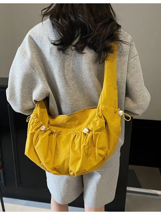 Crossbody Women's Large Capacity Bag Beige Fabric