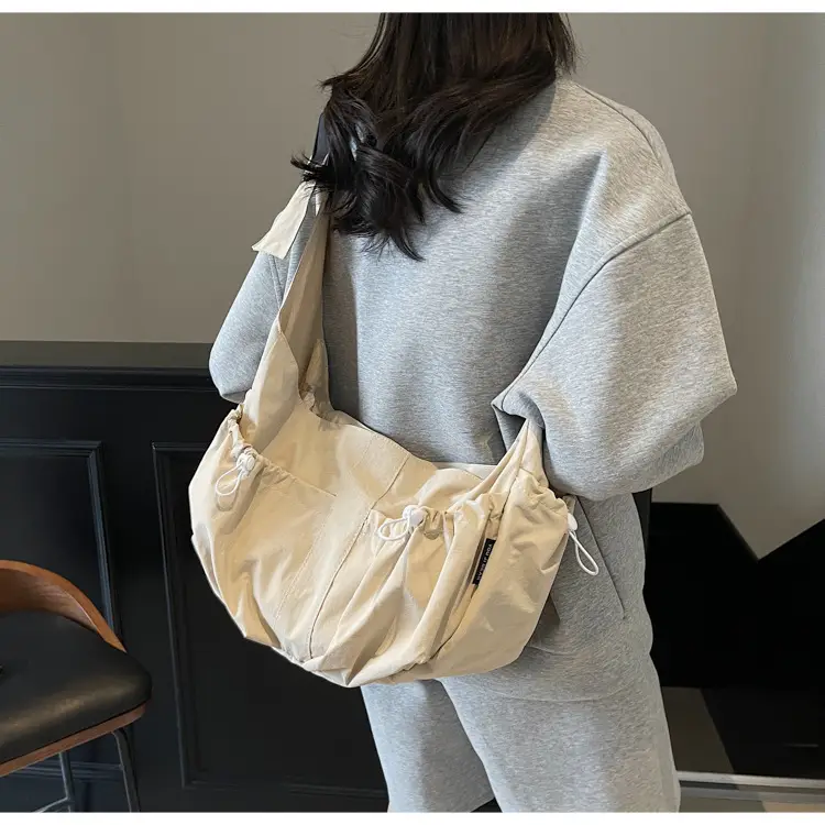 Crossbody Women's Large Capacity Bag Beige Fabric — feature 17