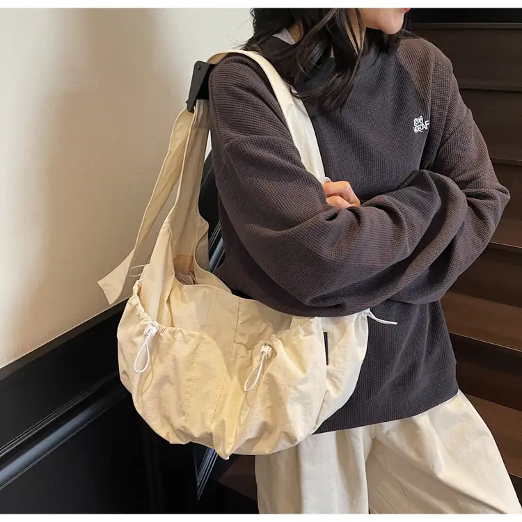 Crossbody Women's Large Capacity Bag Beige Fabric — feature 29