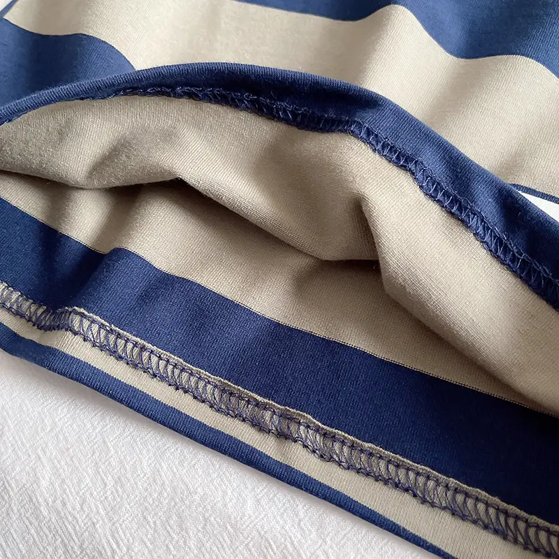 Boys Striped Cotton Shorts Set Blue Beige — feature 12