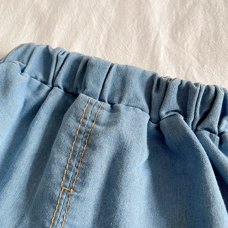 Boys Striped Cotton Shorts Set Blue Beige — feature 20