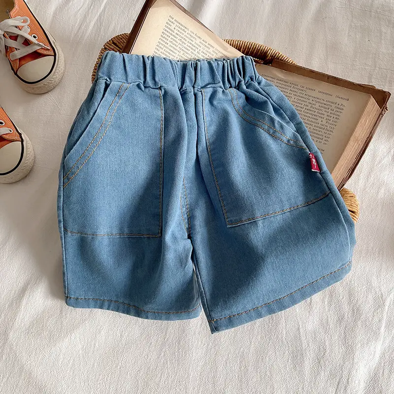 Boys Striped Cotton Shorts Set Blue Beige — feature 21