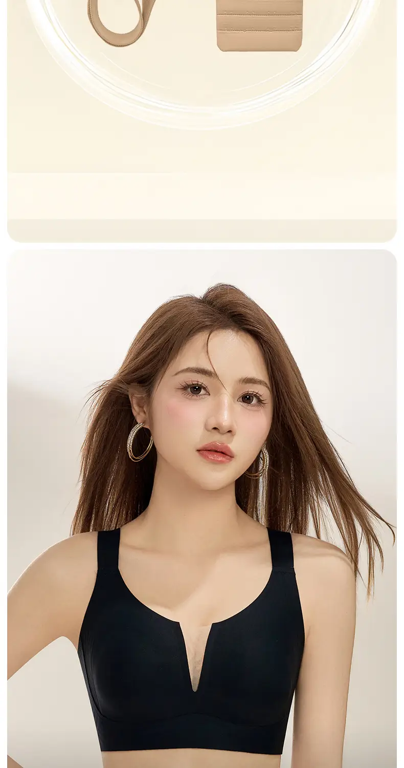 Summer Light and Breathable Rabbit Ear Cup Invisible Skin Liquid Foundation Intimates for Women with Big Breasts Showing Small Mulberry Silk Seamless Bra — feature 11