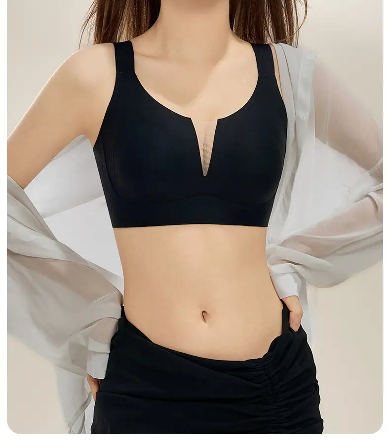 Summer Light and Breathable Rabbit Ear Cup Invisible Skin Liquid Foundation Intimates for Women with Big Breasts Showing Small Mulberry Silk Seamless Bra — feature 24