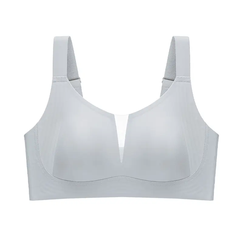 Summer Light and Breathable Rabbit Ear Cup Invisible Skin Liquid Foundation Intimates for Women with Big Breasts Showing Small Mulberry Silk Seamless Bra