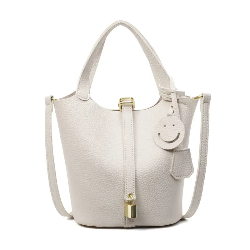 Women's Retro Satchel Bag Beige Gold Accents - Image 11
