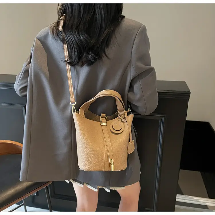 Women's Retro Satchel Bag Beige Gold Accents — feature 10