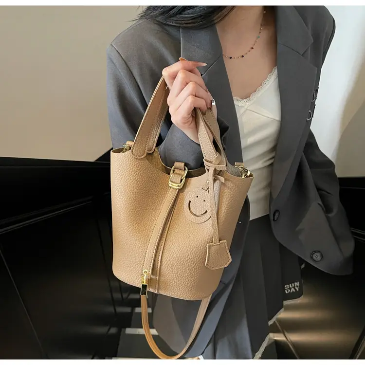 Women's Retro Satchel Bag Beige Gold Accents — feature 11