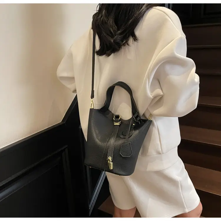Women's Retro Satchel Bag Beige Gold Accents — feature 12