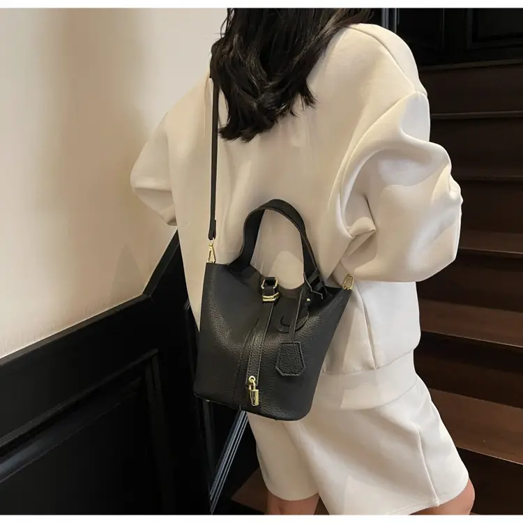 Women's Retro Satchel Bag Beige Gold Accents — feature 13