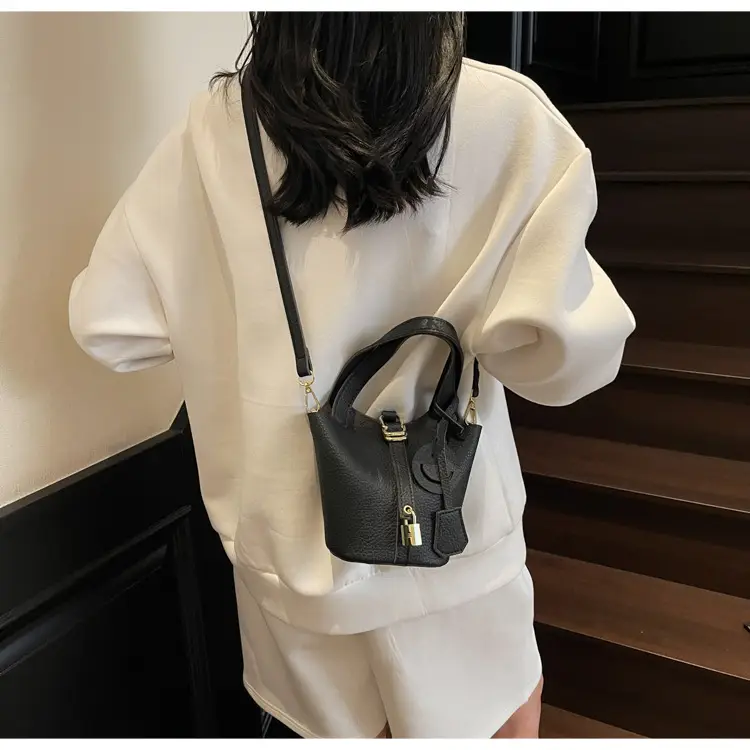Women's Retro Satchel Bag Beige Gold Accents — feature 14