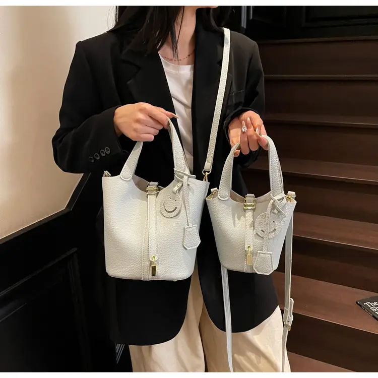 Women's Retro Satchel Bag Beige Gold Accents — feature 15
