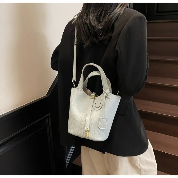 Women's Retro Satchel Bag Beige Gold Accents — feature 16