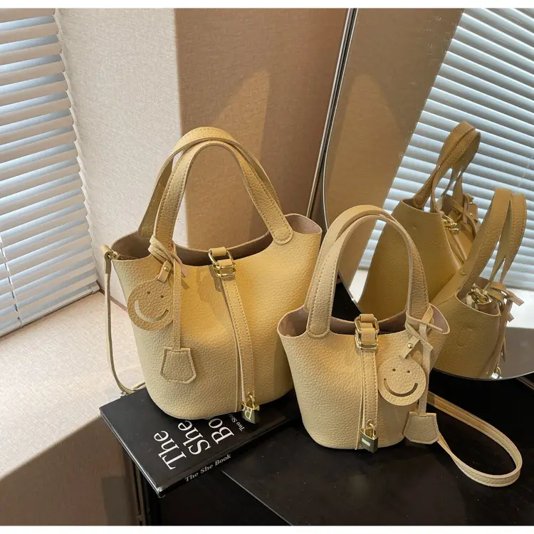 Women's Retro Satchel Bag Beige Gold Accents — feature 27