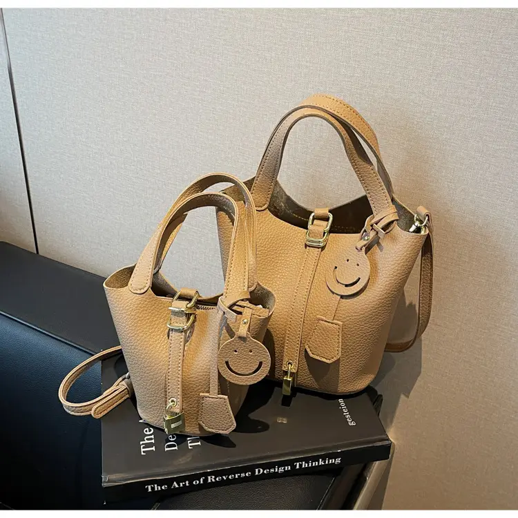 Women's Retro Satchel Bag Beige Gold Accents — feature 29