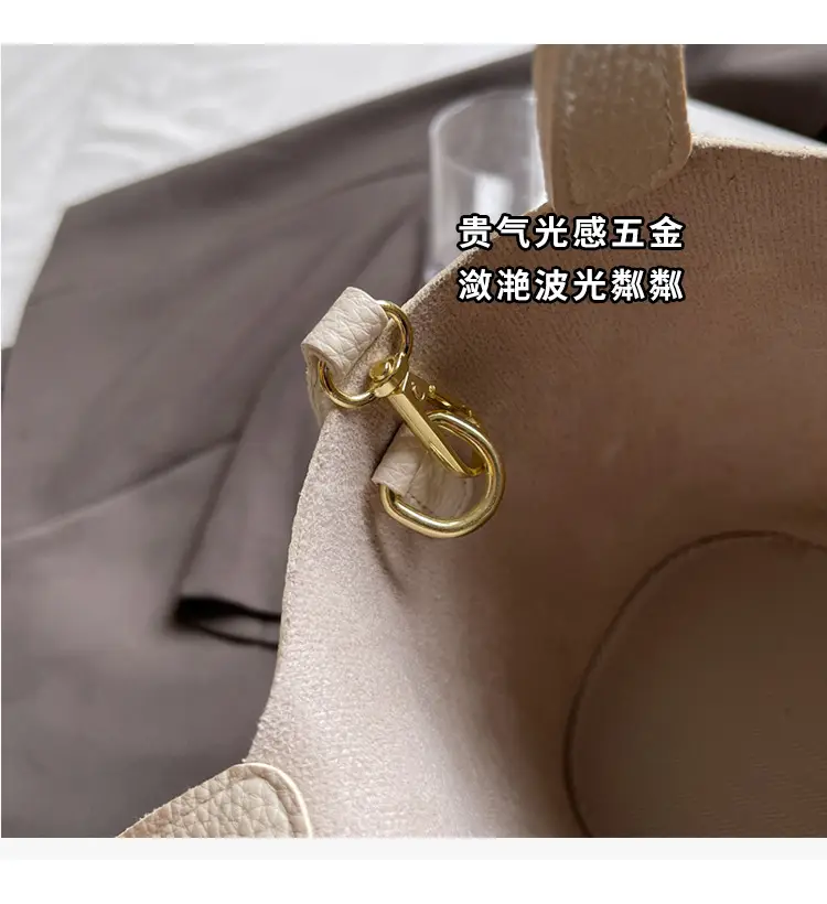 Women's Retro Satchel Bag Beige Gold Accents — feature 3