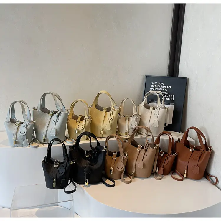 Women's Retro Satchel Bag Beige Gold Accents — feature 31