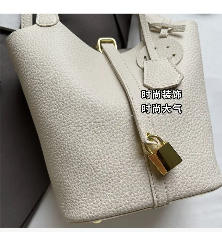 Women's Retro Satchel Bag Beige Gold Accents — feature 4