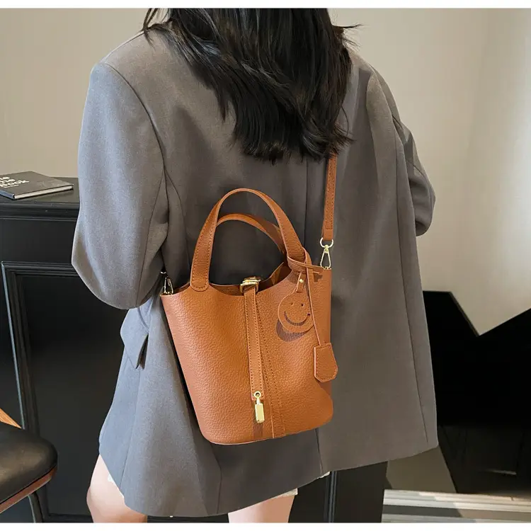 Women's Retro Satchel Bag Beige Gold Accents — feature 8
