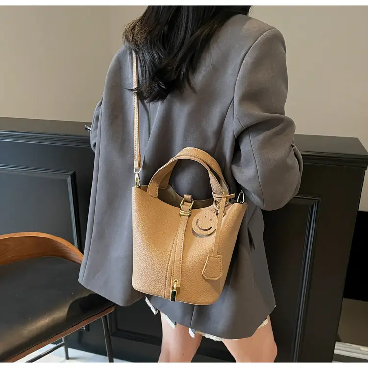 Women's Retro Satchel Bag Beige Gold Accents — feature 9
