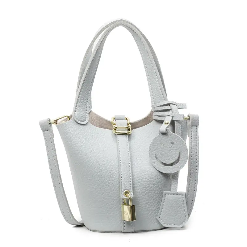 Women's Retro Satchel Bag Beige Gold Accents - Image 5