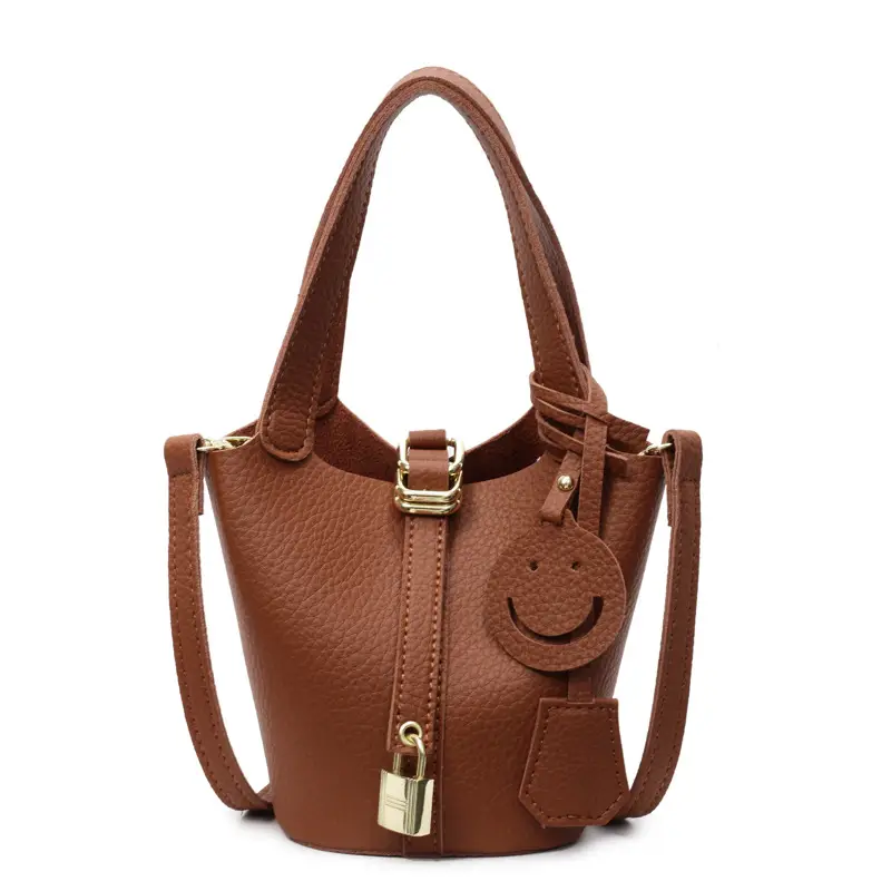 Women's Retro Satchel Bag Beige Gold Accents - Image 6
