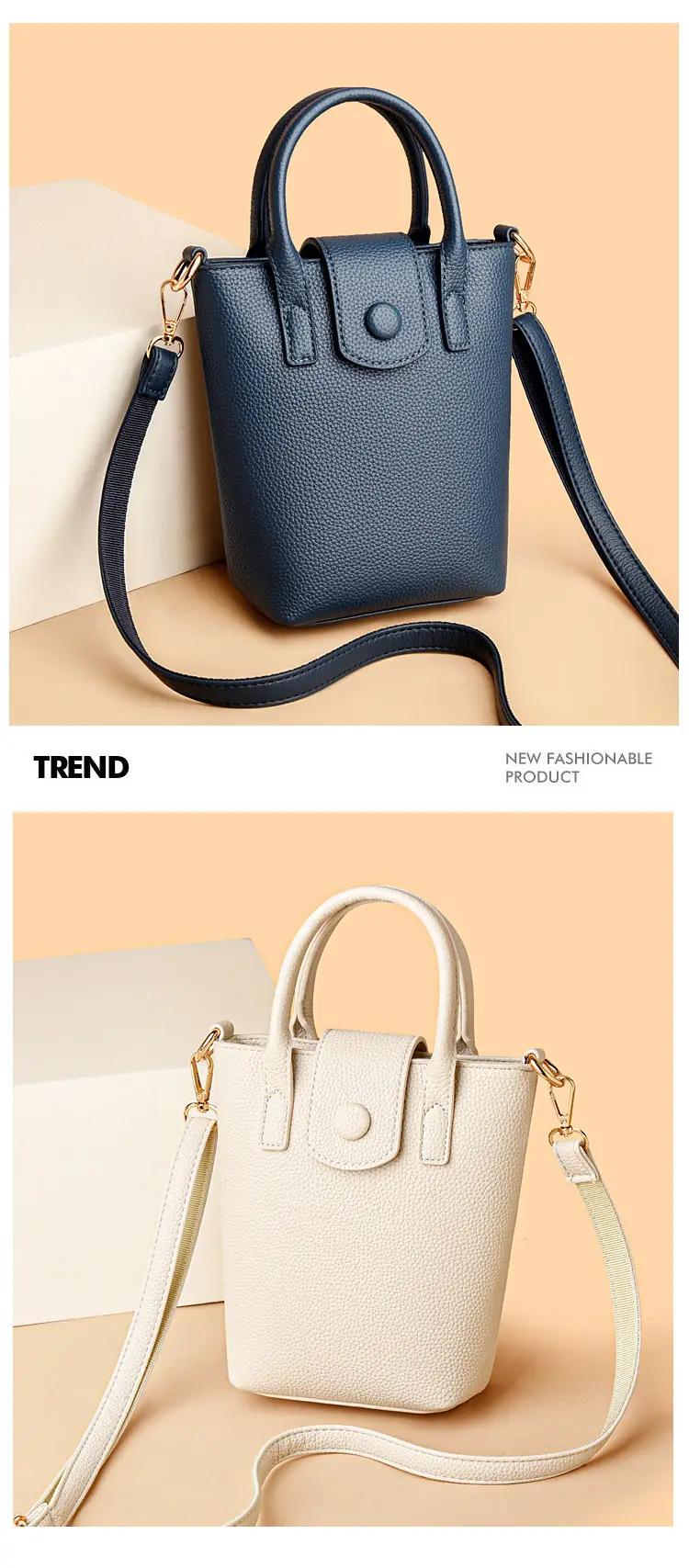 Women's Beige Crossbody Shoulder Bag with Long Strap — feature 6