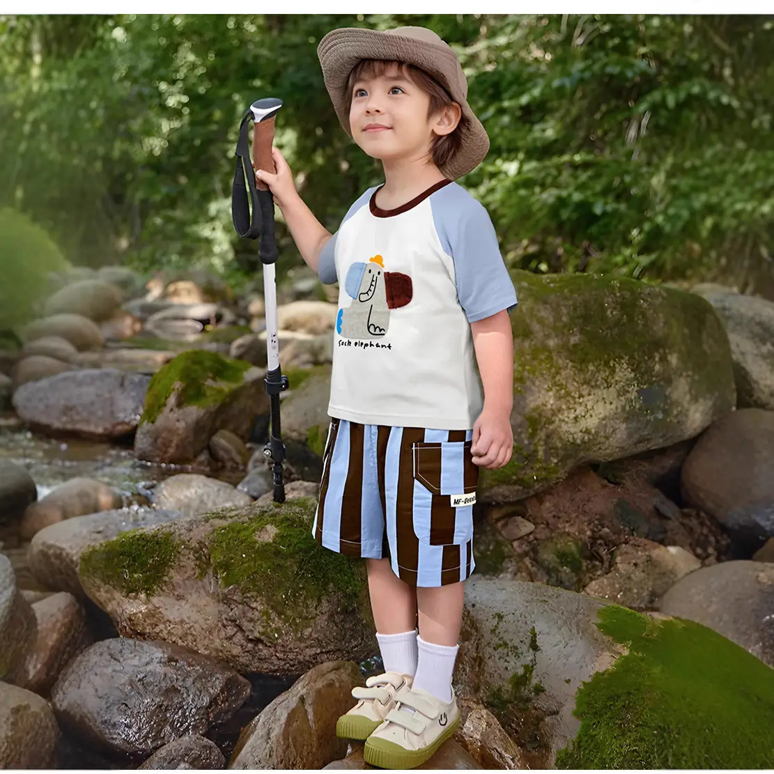 Kids Cartoon Raglan Sleeve T-Shirt Shorts Set - Image 6