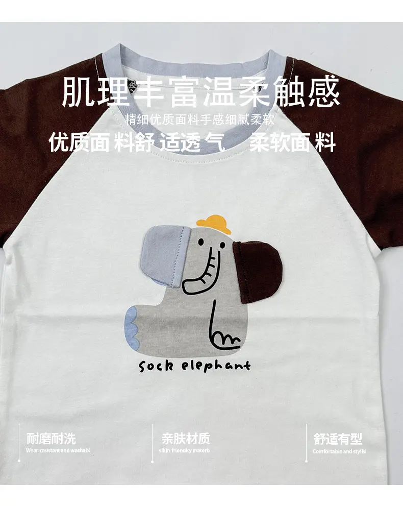 Kids Cartoon Raglan Sleeve T-Shirt Shorts Set — feature 3