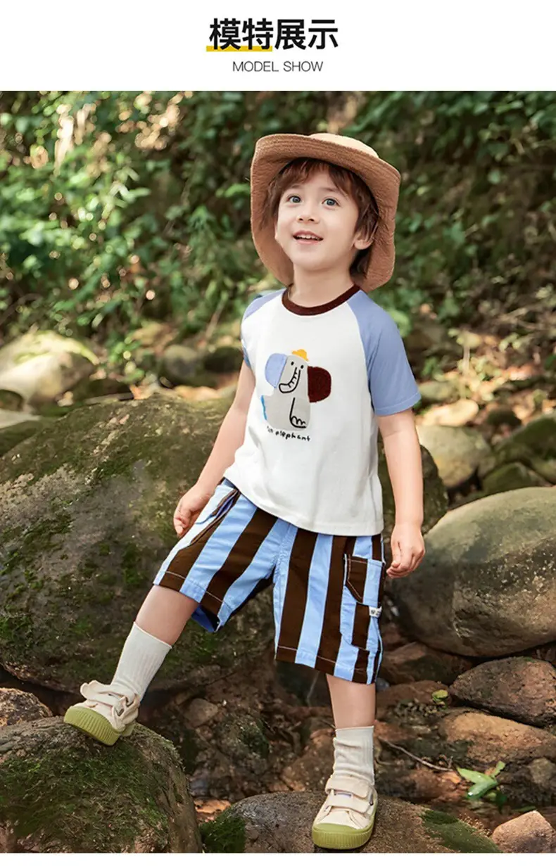 Kids Cartoon Raglan Sleeve T-Shirt Shorts Set — feature 5