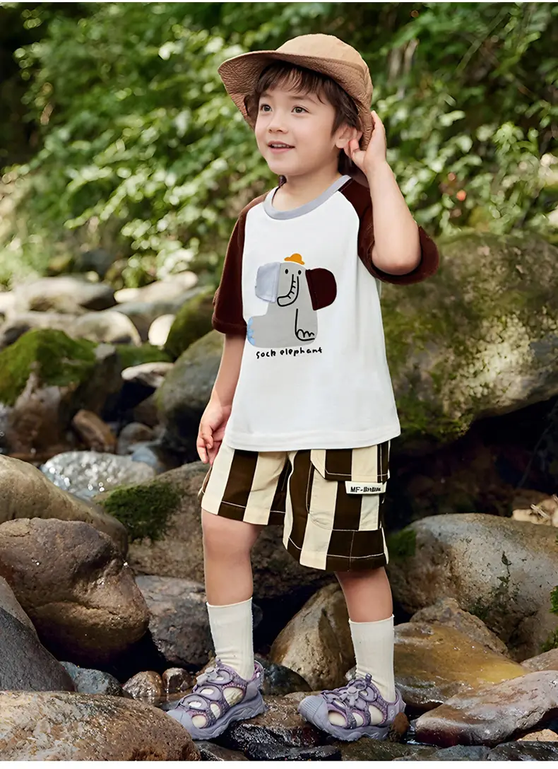 Kids Cartoon Raglan Sleeve T-Shirt Shorts Set — feature 6