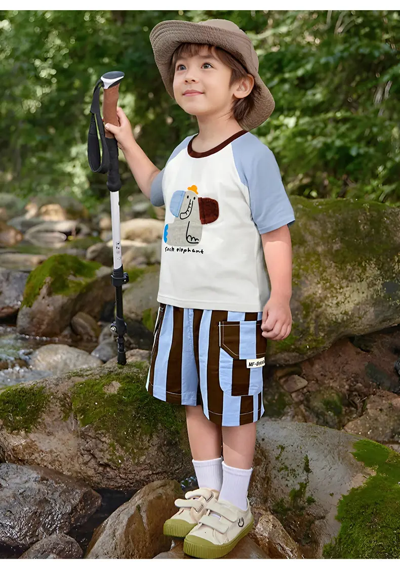 Kids Cartoon Raglan Sleeve T-Shirt Shorts Set — feature 7