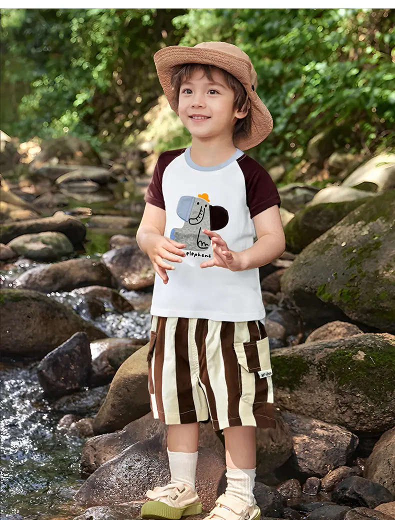 Kids Cartoon Raglan Sleeve T-Shirt Shorts Set — feature 8