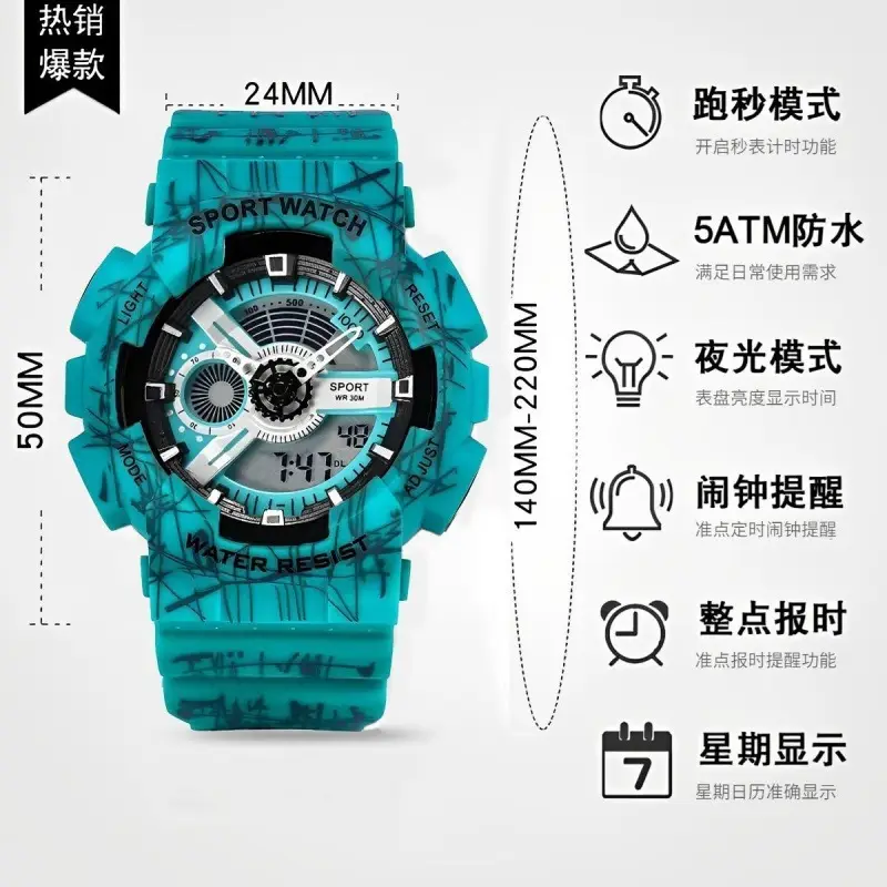 Men's Multifunctional Sports Watch Blue 24MM - Image 7