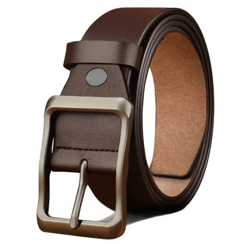 Men's Vintage Brown Leather Belt with Silver Buckle - Image 7