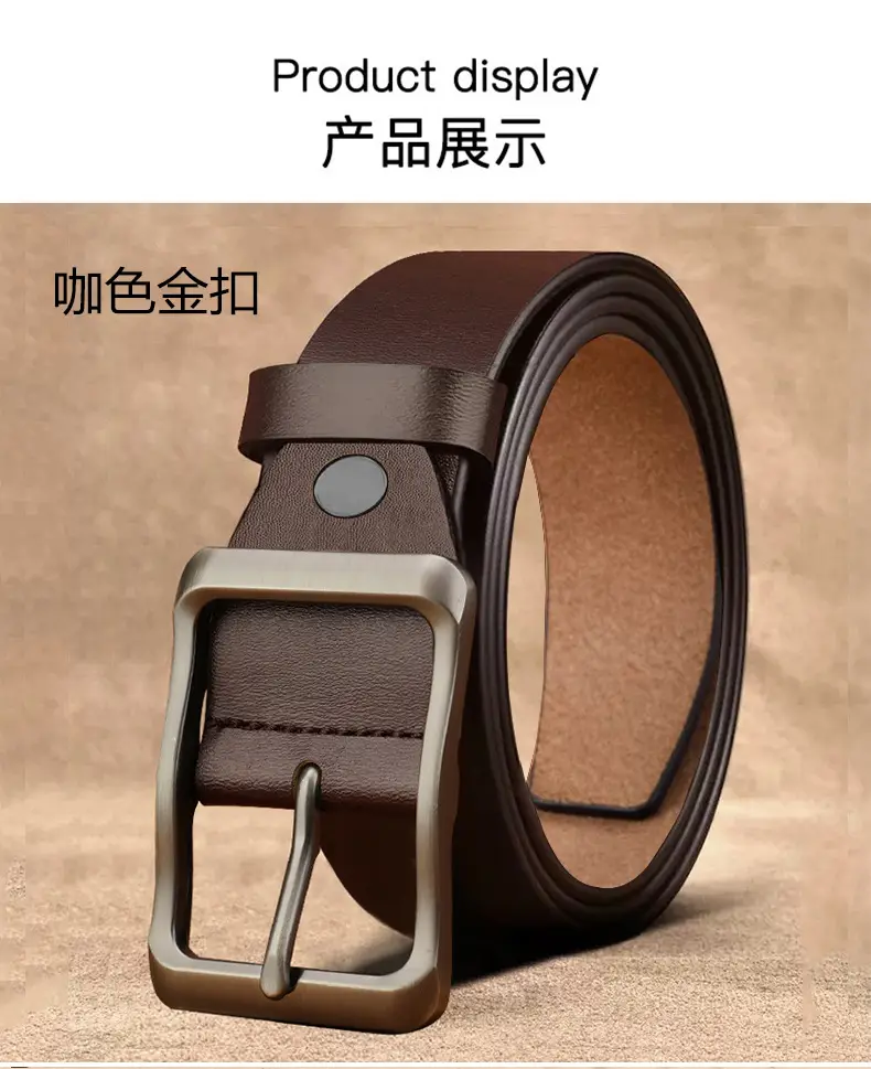 Men's Vintage Brown Leather Belt with Silver Buckle — feature 12