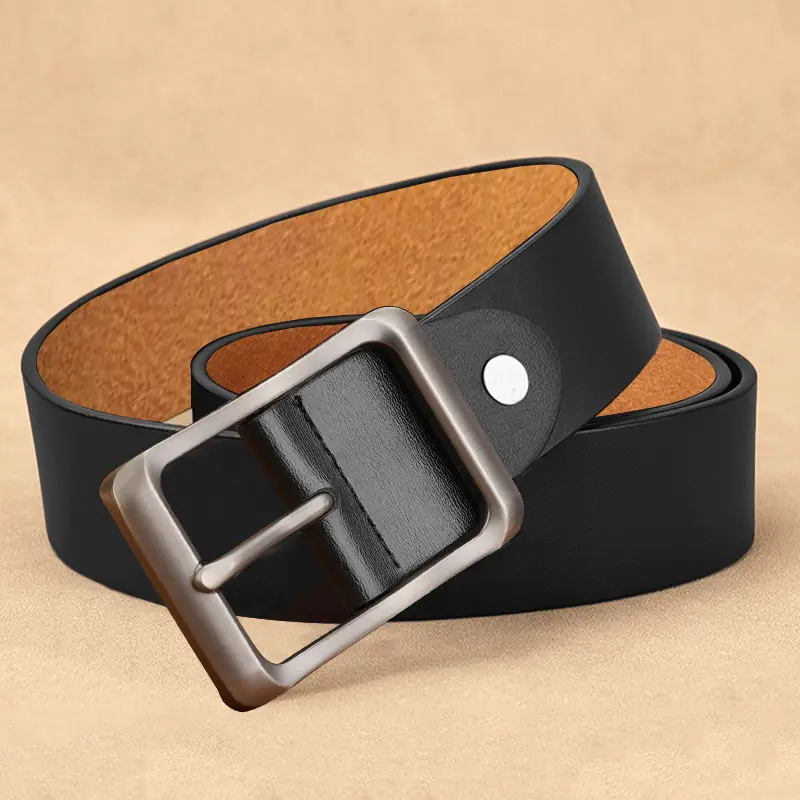 Men's Vintage Brown Leather Belt with Silver Buckle — feature 17